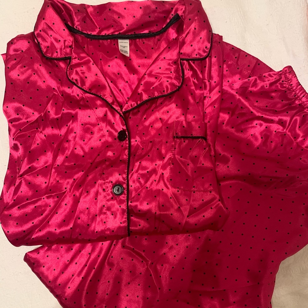 Hot Pink Satin Polka Dot Pj’s